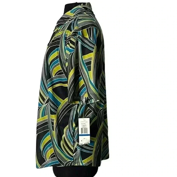 Kenneth Cole Abstract Art Deco Button Mesh Front Top Size XL - Picture 2 of 8